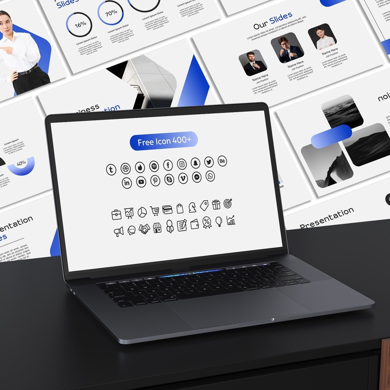 Modern PowerPoint Template - Minimalist White, Blue & Black for Business gallery