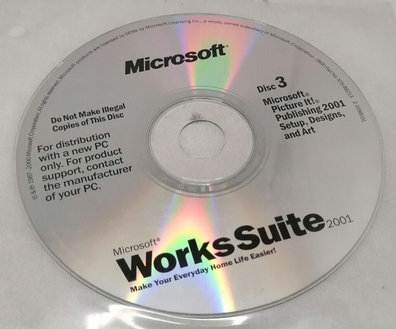 Vintage Microsoft WorksSuite 2001 Disc Set 1-6 P/N: X05-89208 gallery