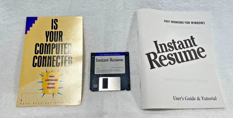 Easy Working Instant Resume For Windows 3 1/2 Floppy Vintage Original Box Book gallery