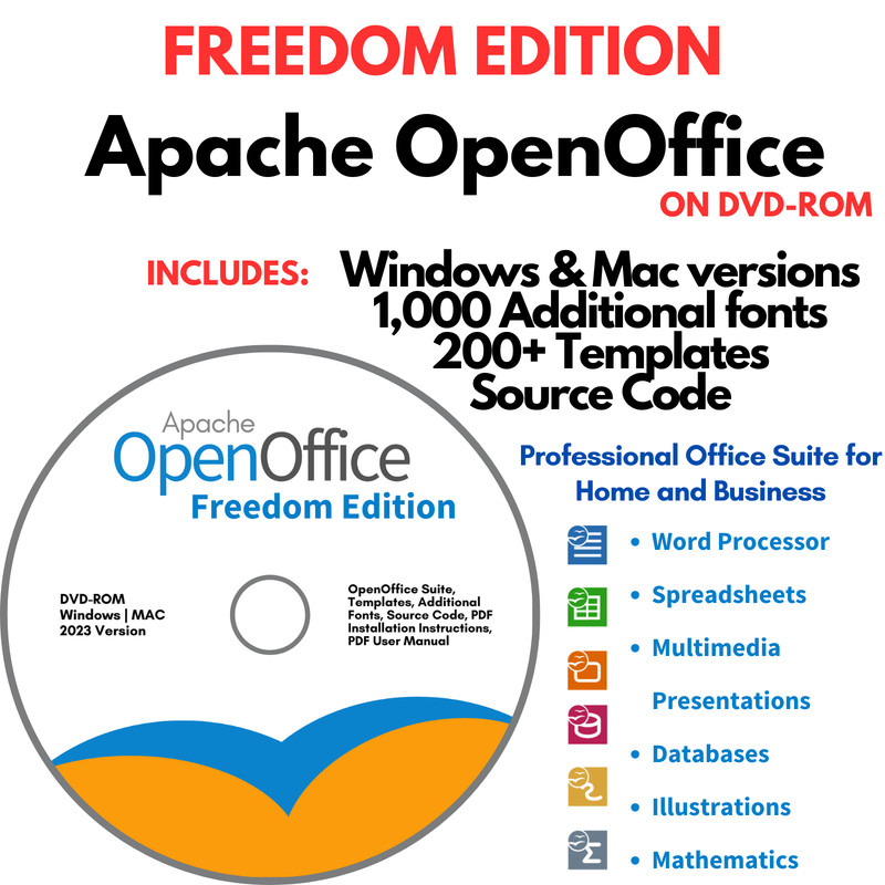 Open Office Software Suite for Windows & MAC | Freedom Edition 2023 – DVD-ROM