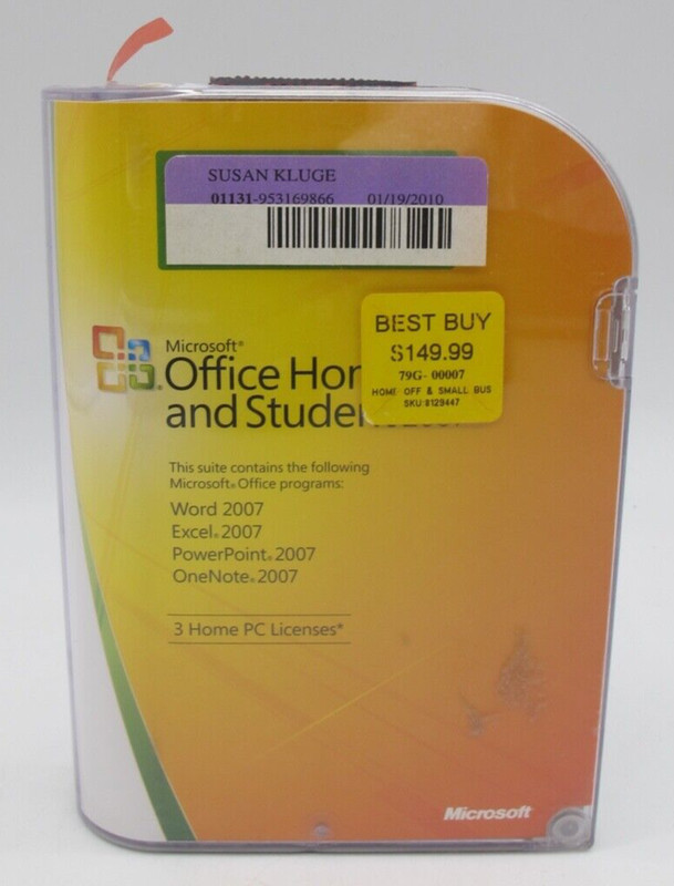 Microsoft Office Home and Student 2007 Software w/ Key 79G-00007 3 Licenses