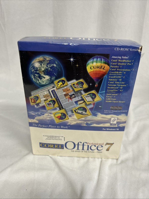 1996 VINTAGE Corel Office 7 Professional NEW IN BOX SEALED
