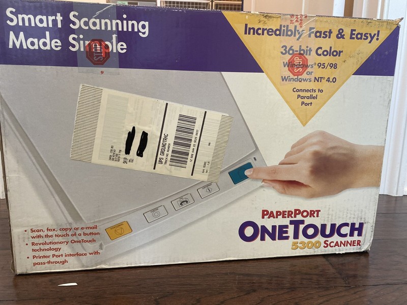 PAPERPORT ONE TOUCH 5300 SCANNER 36-BIT COLOR WINDOWS 95/98 OR NT 4.0