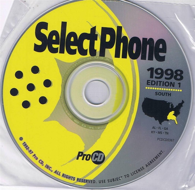 SELECT PHONE 1998 EDITION 1 WITH 6 CD's WITH USERS GUIDE STOCK PICTURES