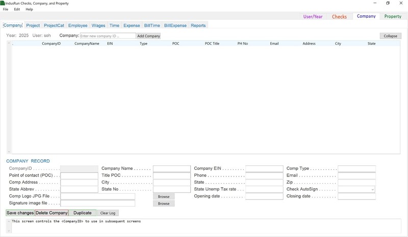 IndusRun check printing software Windows + free manage companies and properties gallery