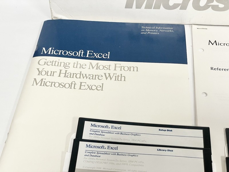 RARE Microsoft Excel Version 2.10 for IBM Personal System/2 + Inserts gallery