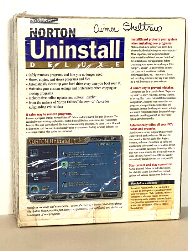 Norton Uninstall Deluxe by Symantec 1997 ~ CD-ROM gallery
